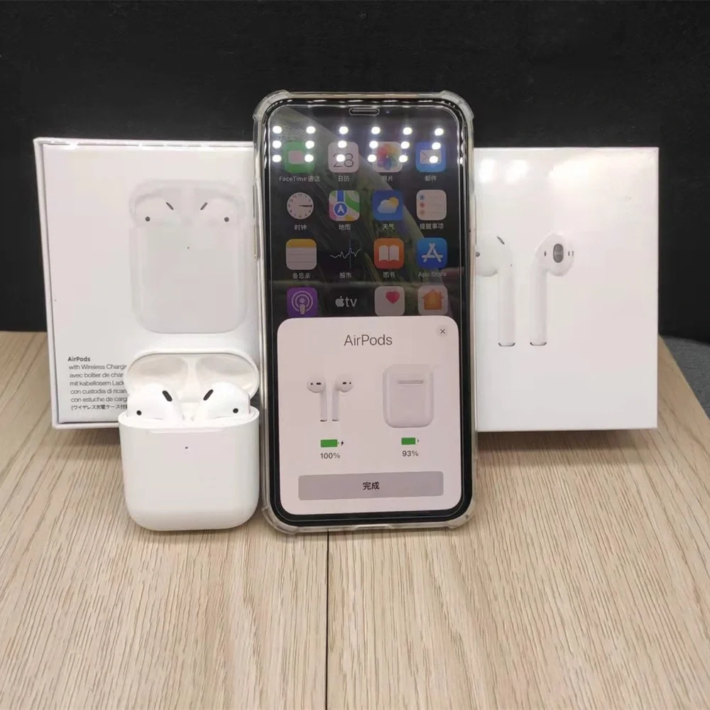 Apple iPhone and AirPods Set - Silver and White